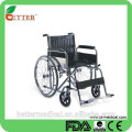 Chromstahlrahmen Rollstuhl mit fester Fußstütze